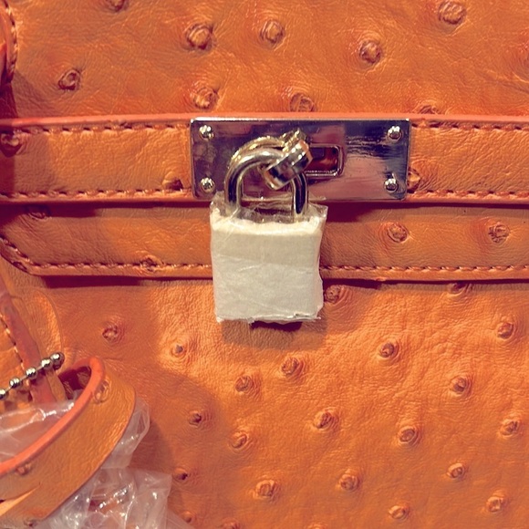 New Penelope Ann "Ladies Who Lunch" Orange Pebbled Roomy Bag Purse Crossbody - Picture 5 of 11